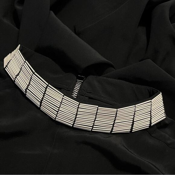 Rick Owens Dirt Silk Beaded Neck Black Maxi Dress - Picture 6 of 14